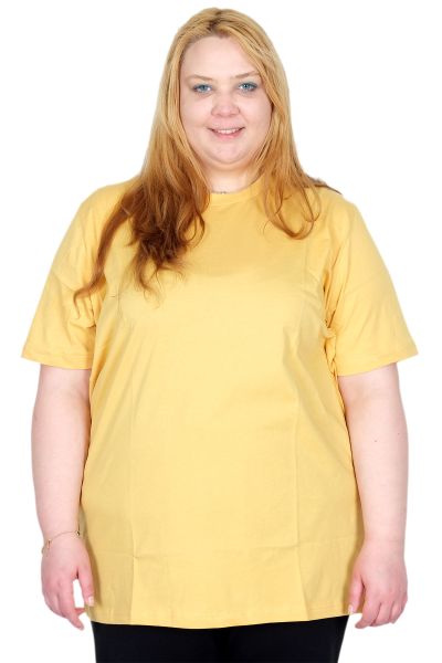 Büyük Beden Kadın Bisiklet Basic Tişört k20031 Hardal [product_color]