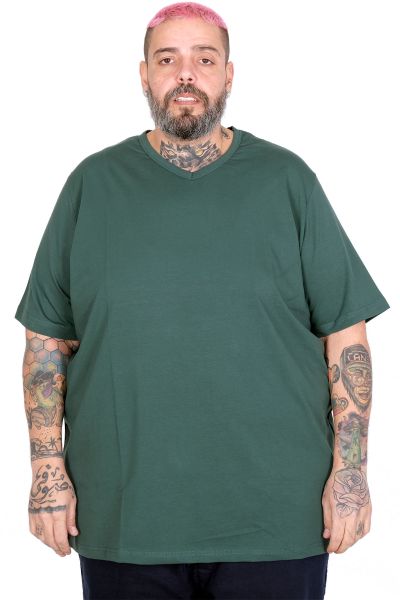 Büyük Beden LİKRALI T-Shirt V Yaka 20150 BENETTON