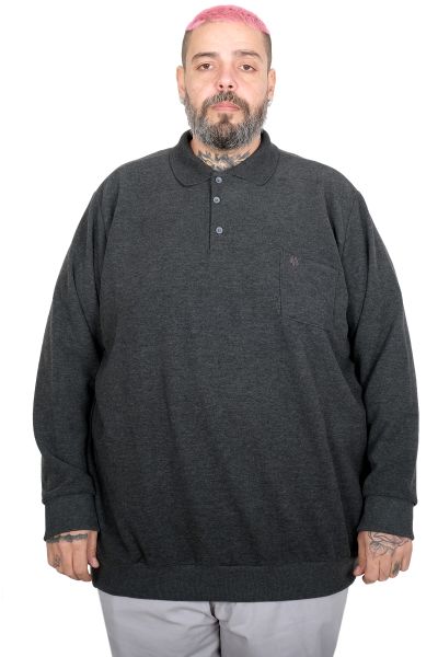 Men’s Big Size Pocket Selanik Polo Sweatshirt 20441 Anthracite