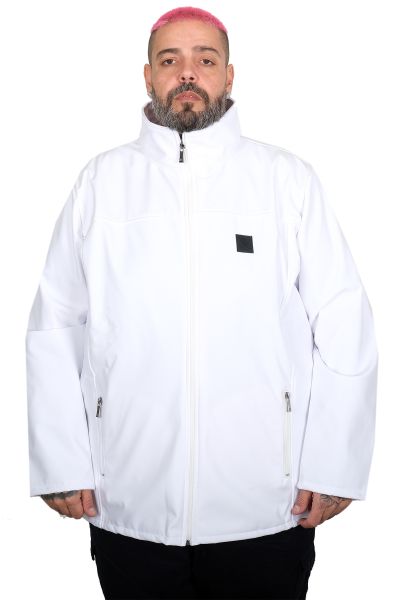 Büyük Beden Erkek Softshell Su Geçirmez Mont 21232 BEYAZ