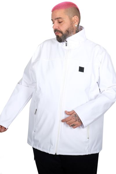 Büyük Beden Erkek Softshell Su Geçirmez Mont 21232 BEYAZ