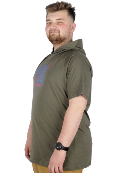 Büyük Beden T-Shirt Kapşonlu Paris 22174 Haki [product_color]