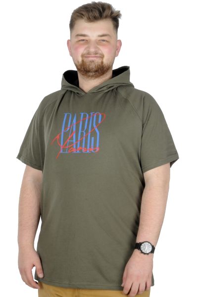 Büyük Beden T-Shirt Kapşonlu Paris 22174 Haki [product_color]