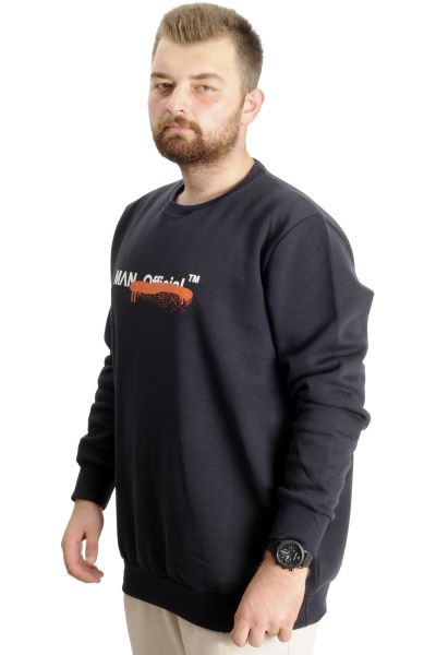 Büyük Beden Erkek Sweatshirt Bisiklet Yaka Man Official 23528 Lacivert