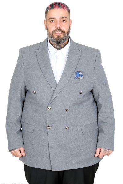 Büyük Beden Erkek Kruvaze Blazer Ceket 26021 INDIGO