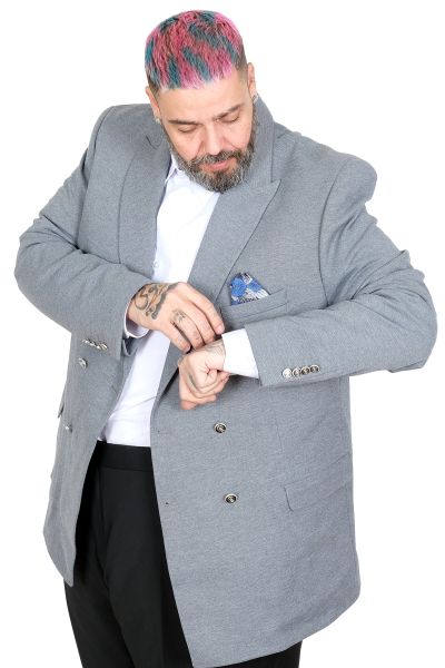 Büyük Beden Erkek Kruvaze Blazer Ceket 26021 INDIGO