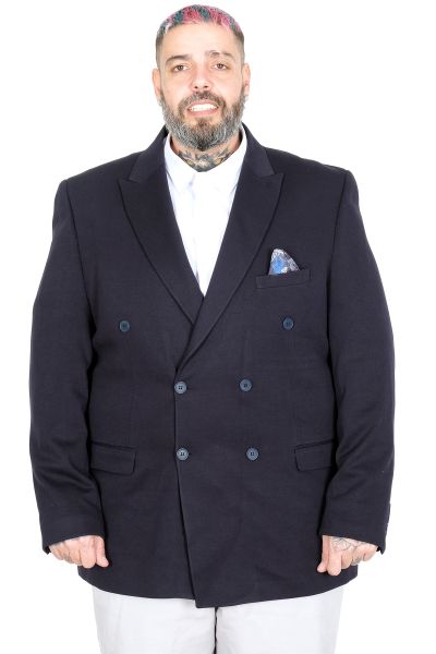Büyük Beden Erkek Kruvaze Blazer Ceket 26021 LACİVERT