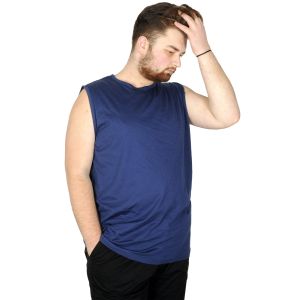 Battal Beden Erkek Kolsuz Tshirt Düz 20003 İndigo