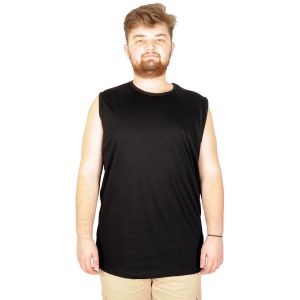 Battal Beden Erkek Kolsuz Tshirt Düz 20003 Siyah