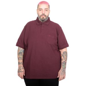 Battal Beden Erkek Tshirt Polo Yaka Cepli Klasik Pike 20552 Mürdüm