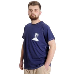 Büyük Beden Erkek T-shirt FINGERMARK 23201 İndigo