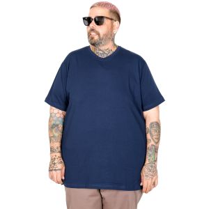 Büyük Beden T-Shirt V Yaka Likralı 20150 İndigo