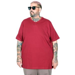 Büyük Beden T-Shirt V Yaka Likralı 20150 Mürdüm
