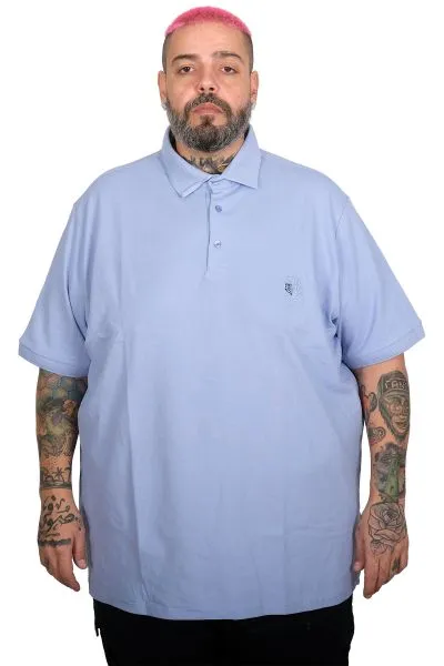 Büyük Beden Erkek Nakışlı Klasik Pike Polo Yaka T-Shirt 20553 LİLA
