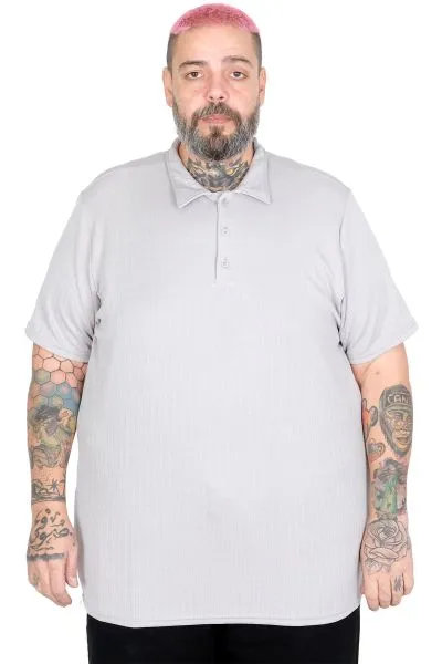 Büyük Beden Erkek T-Shirt Polo Jakar U24337 GRİ