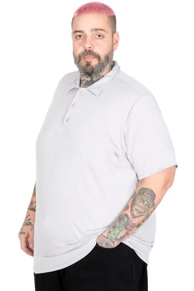 Büyük Beden Erkek T-Shirt Polo Jakar U24337 GRİ