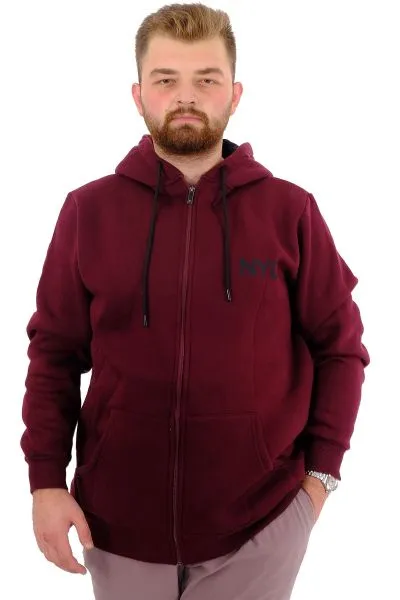 Erkek Büyük Beden Sweatshirt Sırt Baskılı Şardonlu CITY U24541 Mürdüm