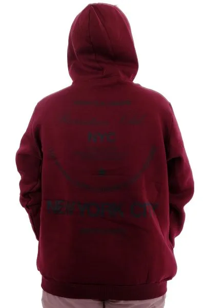 Erkek Büyük Beden Sweatshirt Sırt Baskılı Şardonlu CITY U24541 Mürdüm