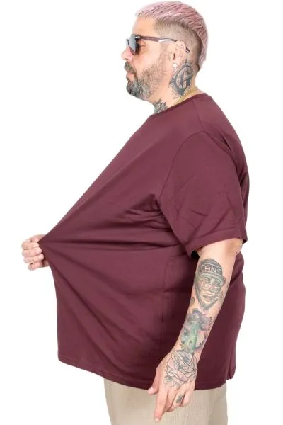 Büyük Beden Erkek Tshirt Bisiklet Yaka Basic 20031 Mürdüm [product_color]