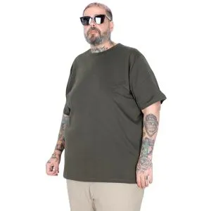 Big-Tall Men Round Collar T-Shirt Basic 20031 Khaki
