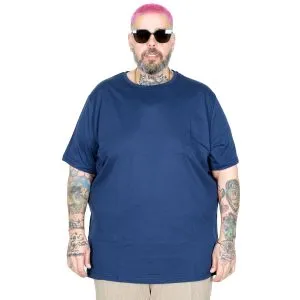 Big-Tall Men Round Collar T-Shirt Basic 20031 Indigo
