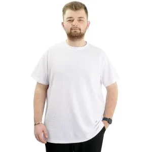 Big Size Mens T-Shirt Crew Neck WAFFLE 20033 White