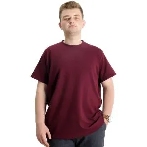 Big Size Mens T-Shirt Crew Neck WAFFLE 20033 Burgundy