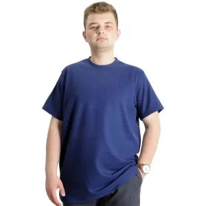 Big Size Mens T-Shirt Crew Neck WAFFLE 20033 Indigo