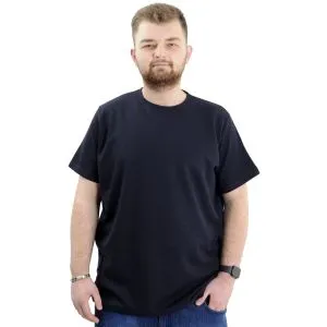Big Size Mens T-Shirt Crew Neck WAFFLE 20033 Navy Blue