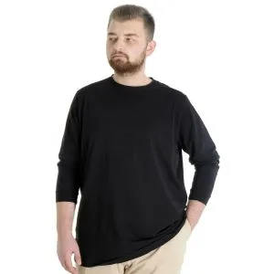 Big Tall Mens T-shirt Long Sleeve With Cuff 20103 Black