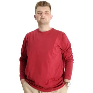 Big Size Mens Tshirt Long Arm Manşetli 20103 Burgundy
