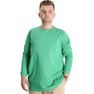 Big Size Mens Tshirt Long Arm Manşetli 20103 Green