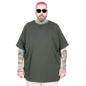 Big-Tall Men Round Collar T-Shirt with Lycra 20149 Khaki