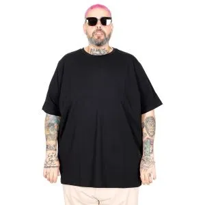 Big-Tall Men Round Collar T-Shirt with Lycra 20149 Black