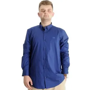 Big Size Mens Classic Shirt Elastic 20351 Indigo