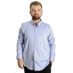 Big Size Mens Shirt with pocket Oxford 20366 Blue