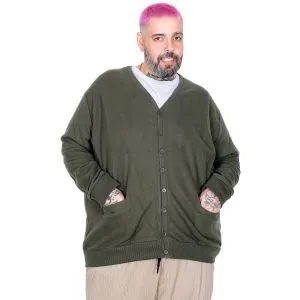 Big-Tall Men Cardigan Button Closure Thessaloniki 20548 Khaki