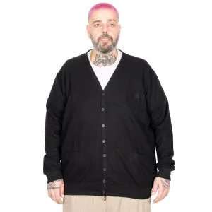 Big-Tall Men Cardigan Button Closure Thessaloniki 20548 Black