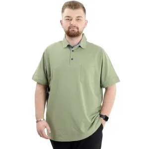Big+Mens Tshirt Polo with pocket Classic Pike 20552 Cagla Greeni