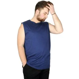 Battal Beden Erkek Kolsuz Tshirt Düz 20003 İndigo