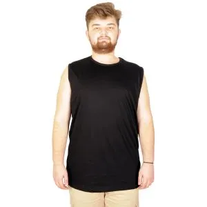 Battal Beden Erkek Kolsuz Tshirt Düz 20003 Siyah