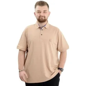 Big-Tall Men Polo T-Shirt Embroidered 20553 Beige