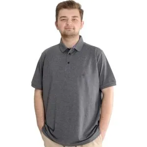 Battal Beden Tshirt Polo Yaka Nakışlı Klasik Pike 20553 Antramelanj