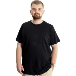 Big-Tall Men Round Collar T-Shirt Basic 20031 Black