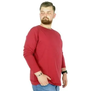 Big Tall Men s Basic T-shirt Long Sleeve 20102  Burgundy