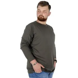Big Tall Men s Basic T-shirt Long Sleeve 20102 Khaki