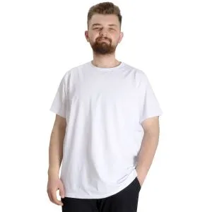 Big-Tall Men Round Collar T-Shirt with Lycra 20149 White