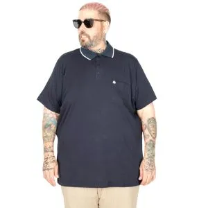 Büyük Beden T shirt Polo Likralı Süprem Cepli 21558 Lacivert_5XL