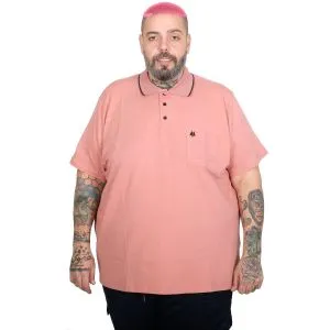 Plus Size Men Stretch Suprem Polo T-Shirt with Pocket 21558 Powder Pink