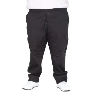 Big Size Mens Linen Cargo Jogger Pants Milano 21912 Black